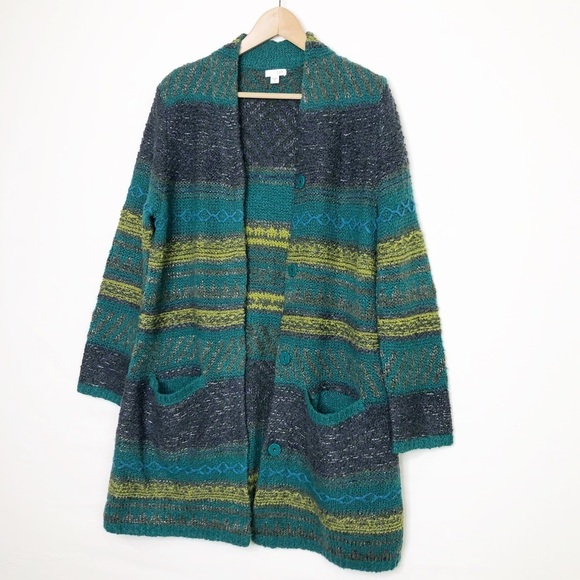 J Jill medium textured knit snap button closure, cardigan sweater coat - Picture 10 of 12